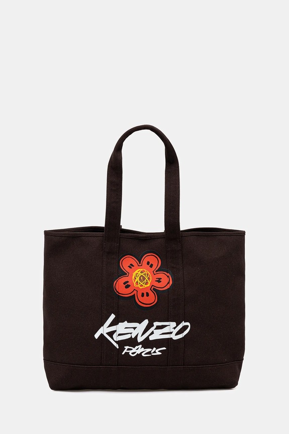 Kenzo torba bawełniana 43 x 34 cm mieści A4 brązowy FF68SA911F36