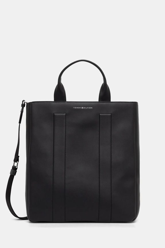 Τσάντα Tommy Hilfiger απομίμηση λείου δέρματος μαύρο AM0AM13657