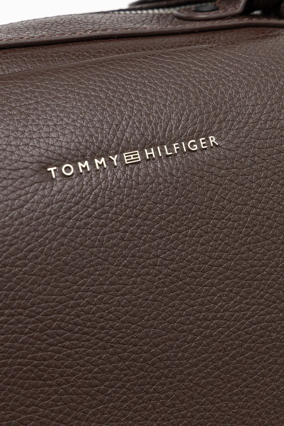 Kožená taška Tommy Hilfiger 52 x 34 x 18 cm AM0AM13652 hnědá