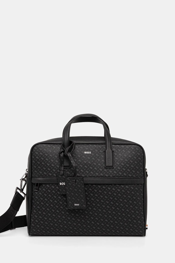 BOSS geantă Zair_MN_S doc case incape in A4 negru 50552587