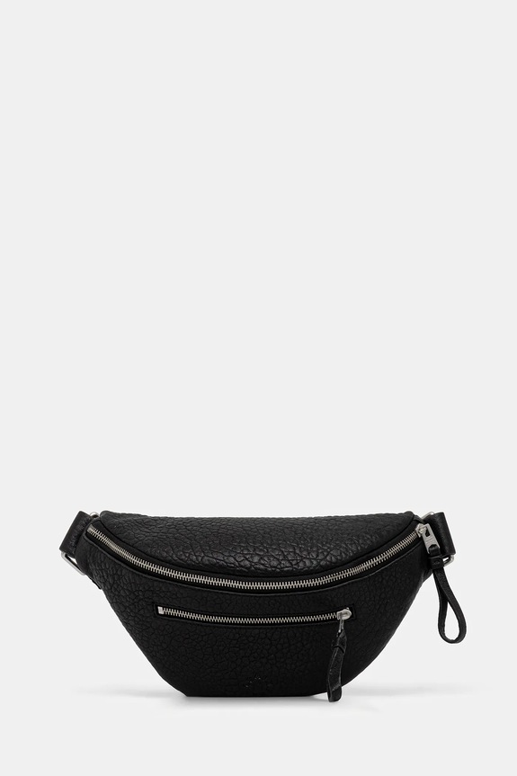 Кожена чанта за кръст AllSaints ITOKO гладка кожа черен M175XC