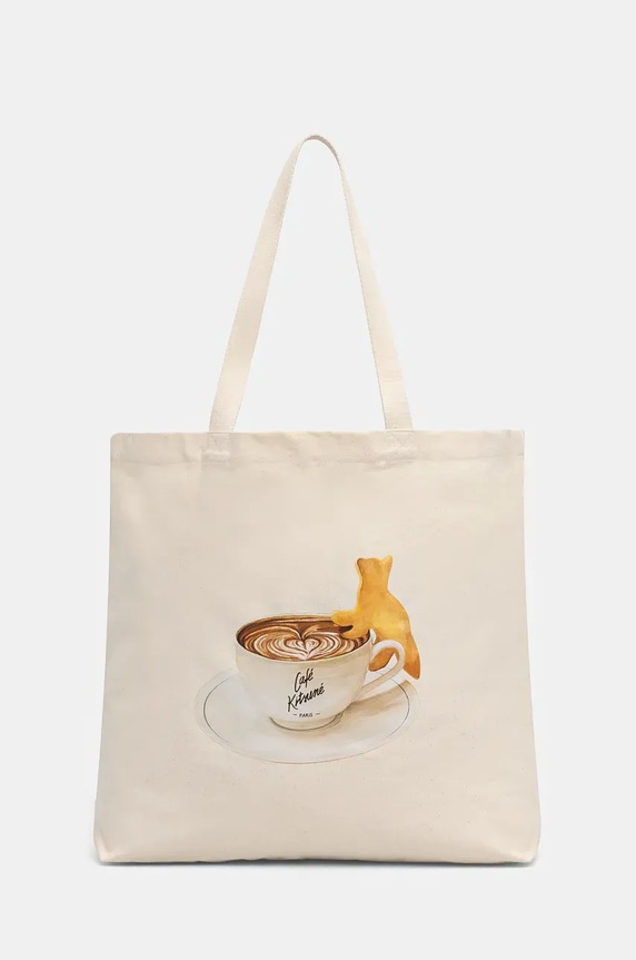 Café Kitsuné torba bawełniana Cappuccino Tote tekstylny beżowy PU05108WB0013