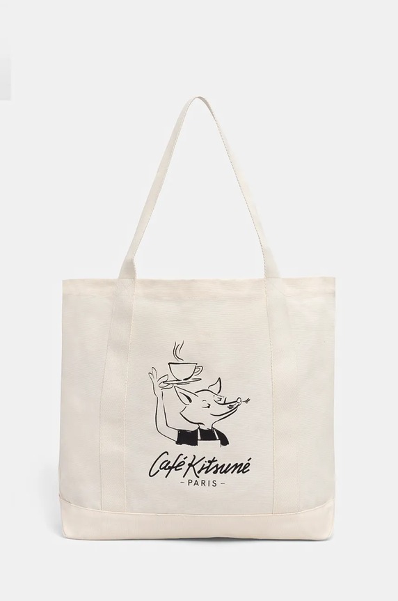 Café Kitsuné bag Barista Fox Tote casual beige CKMU05101WW9001
