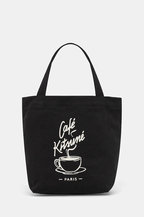 Café Kitsuné cotton bag Coffee Cup Mini Tote casual black CKNU05107WW9001