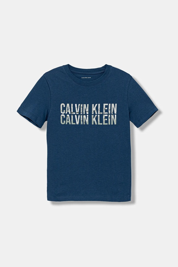 Παιδικό βαμβακερό μπλουζάκι Calvin Klein Jeans στάμπα μπλε IB0IB02530.9BYA