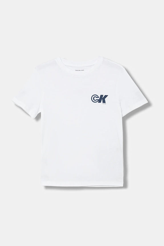 Otroška bombažna kratka majica Calvin Klein Jeans IB0IB02544.9BYA bela AW25