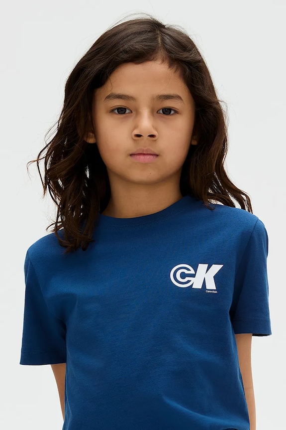Παιδικό βαμβακερό μπλουζάκι Calvin Klein Jeans IB0IB02544.9BYA μπλε