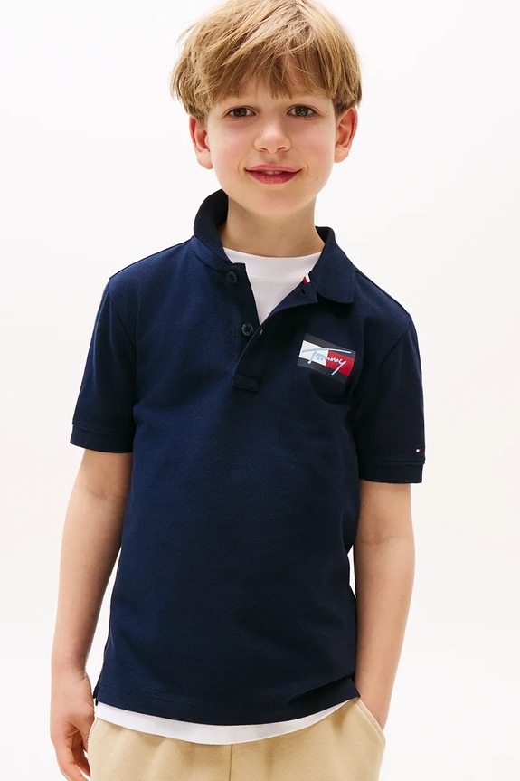 Pamučna polo majica Tommy Hilfiger pamuk mornarsko plava KB0KB09711.9BYA