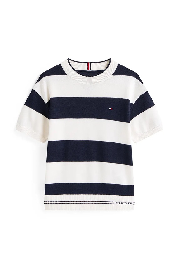 Παιδικό βαμβακερό μπλουζάκι Tommy Hilfiger KB0KB09809.128.176.9BYA σκούρο μπλε AW25
