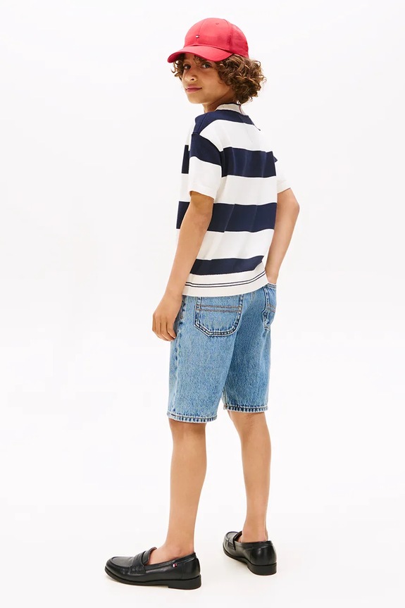 Παιδικό βαμβακερό μπλουζάκι Tommy Hilfiger σκούρο μπλε KB0KB09809.128.176.9BYA