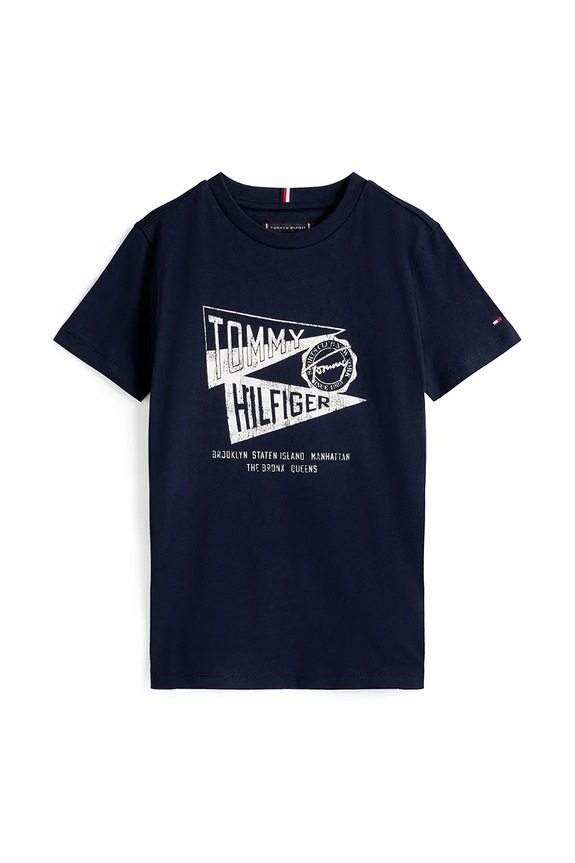 Tommy Hilfiger t-shirt bawełniany dziecięcy KB0KB09719.86.122.9BYA granatowy AW25
