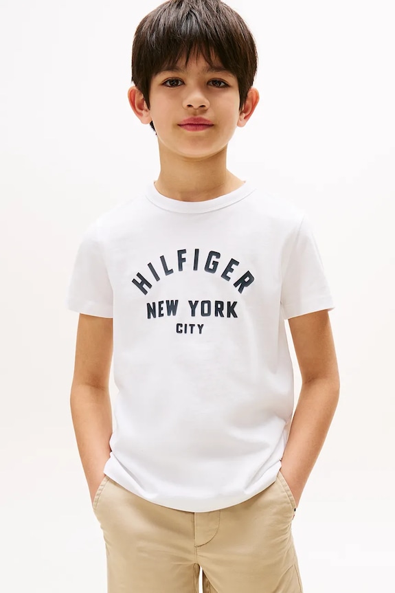 Tommy Hilfiger t-shirt bawełniany dziecięcy nadruk biały KB0KB09800.9BYA