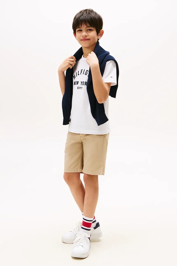 Chłopiec Tommy Hilfiger t-shirt bawełniany dziecięcy KB0KB09800.9BYA biały