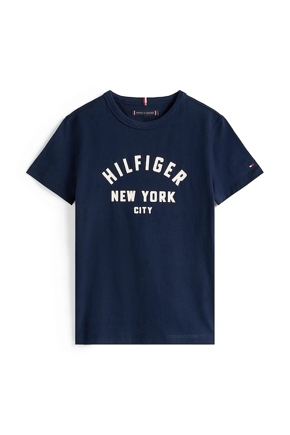 Tommy Hilfiger t-shirt bawełniany dziecięcy KB0KB09800.9BYA granatowy AW25