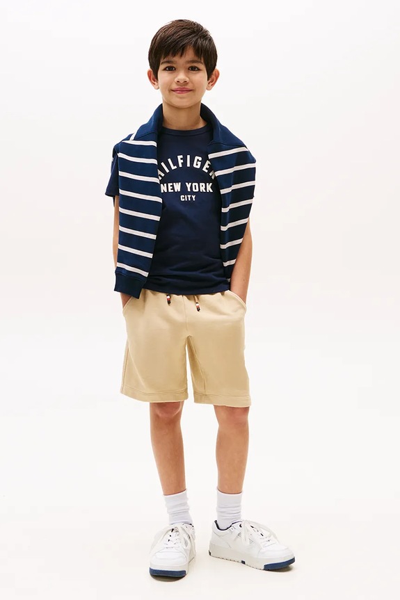 Chłopiec Tommy Hilfiger t-shirt bawełniany dziecięcy KB0KB09800.9BYA granatowy