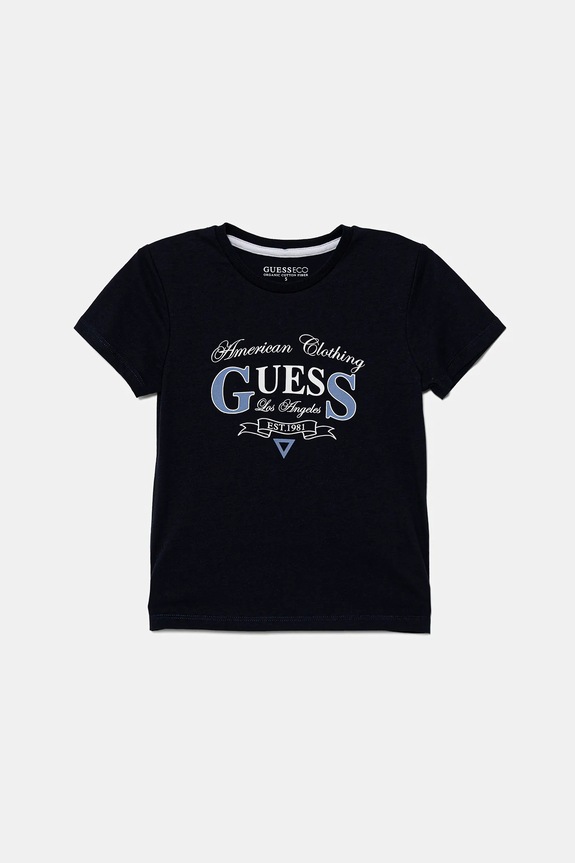 Guess t-shirt bawełniany dziecięcy nadruk granatowy N5YI20.K8HM4.9BYA