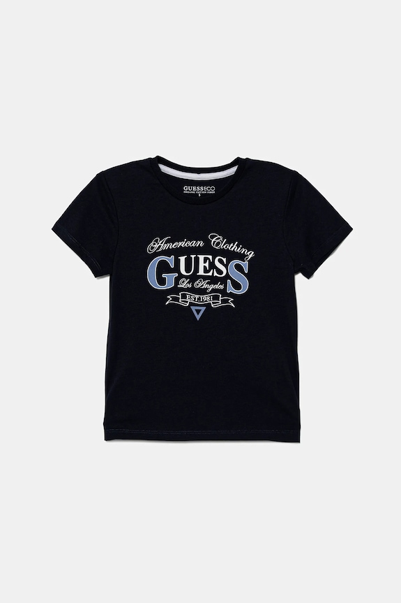 Guess t-shirt bawełniany dziecięcy nadruk granatowy N5YI20.K8HM4.9BYA