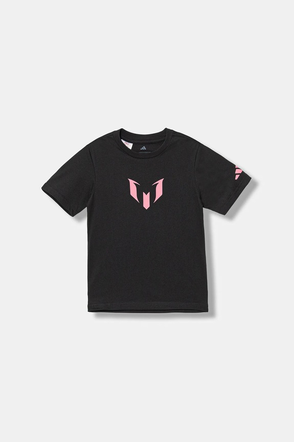 Παιδικό βαμβακερό μπλουζάκι adidas Performance MESSI JM8950 μαύρο AW25