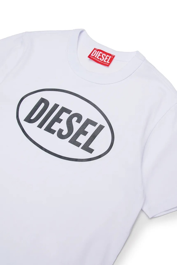 Dječaci Dječja pamučna majica kratkih rukava Diesel TUNDRA T-SHIRT J02464 bijela
