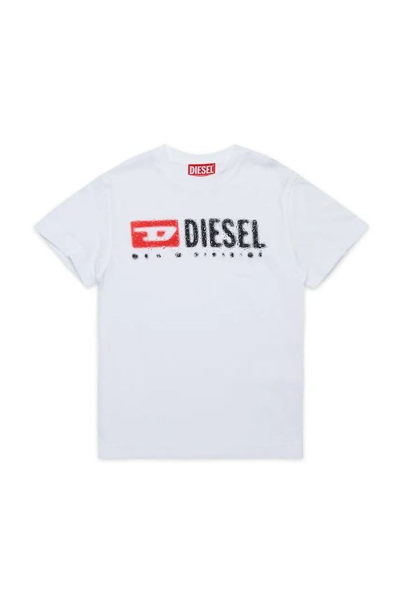 Dječja pamučna majica kratkih rukava Diesel TADJUSTK14 T-SHIRT print bijela J02475.00YI9