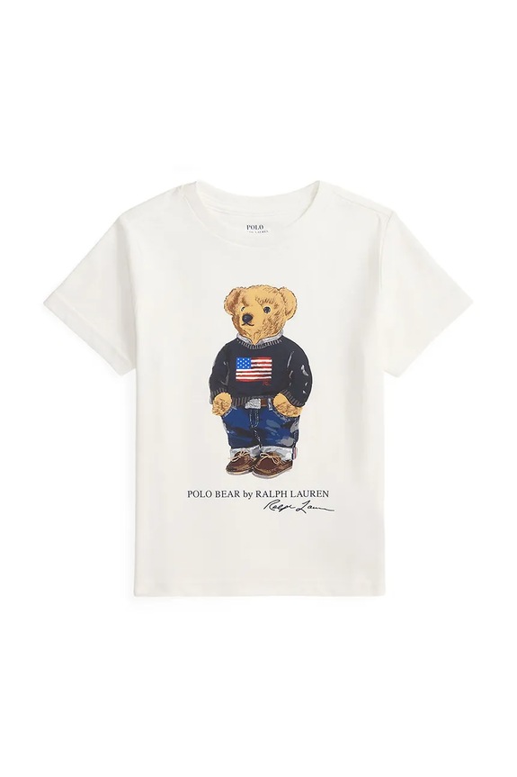 Παιδικό βαμβακερό μπλουζάκι Polo Ralph Lauren στάμπα λευκό 322P00508001