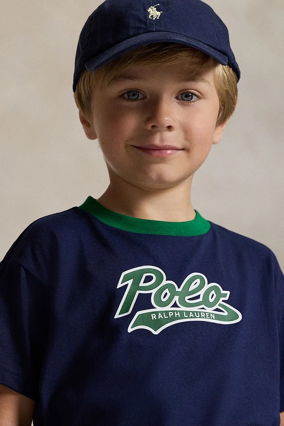 Polo Ralph Lauren t-shirt in cotone per bambini 322P02588001 blu navy