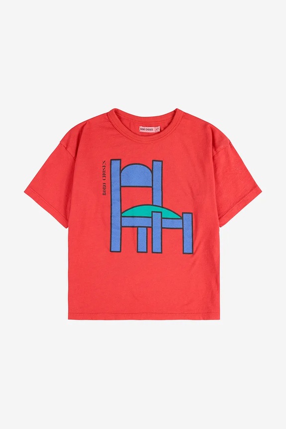 Bobo Choses t-shirt bawełniany dziecięcy Chair 225AC005 czerwony AW25