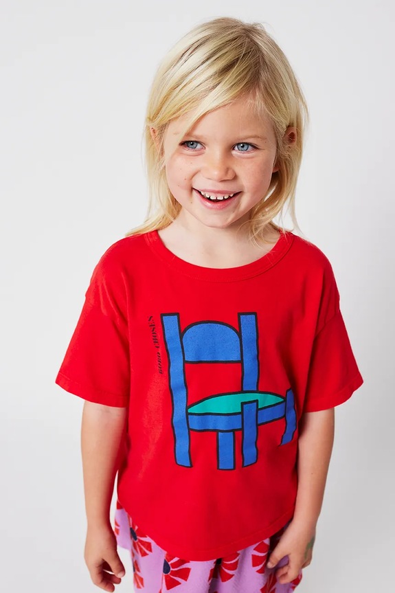 Chłopiec Bobo Choses t-shirt bawełniany dziecięcy Chair 225AC005 czerwony