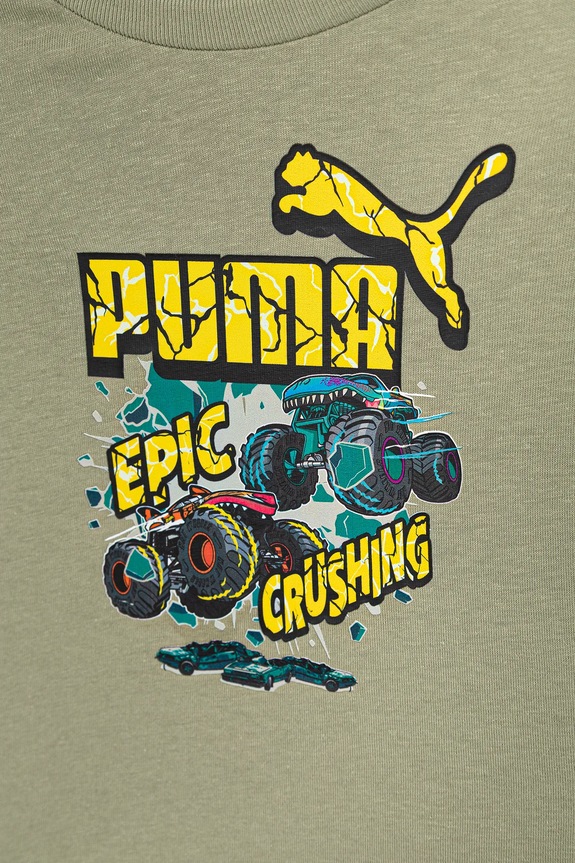 BIMBO Puma t-shirt in cotone per bambini PUMA X HOT WHEELS Graphic Tee 632395 verde