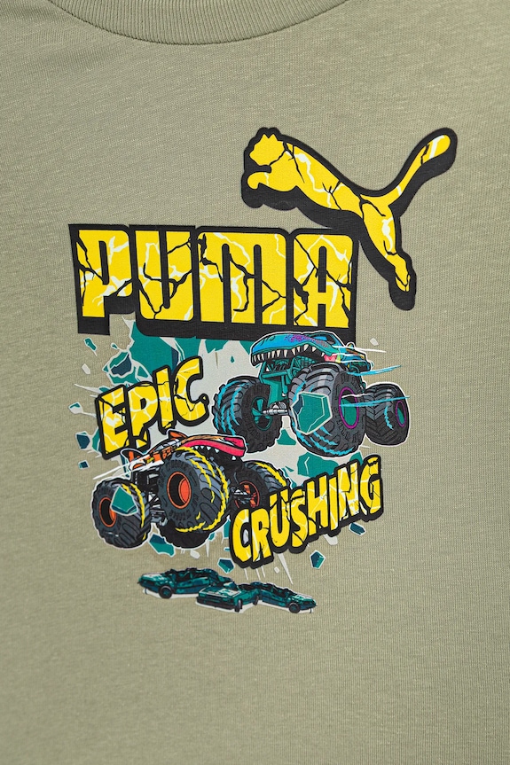 BIMBO Puma t-shirt in cotone per bambini PUMA X HOT WHEELS Graphic Tee 632395 verde