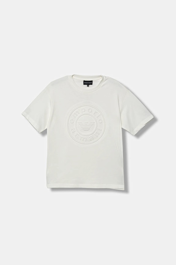 Emporio Armani tricou de bumbac pentru copii imprimeu alb EB000500.AF14503