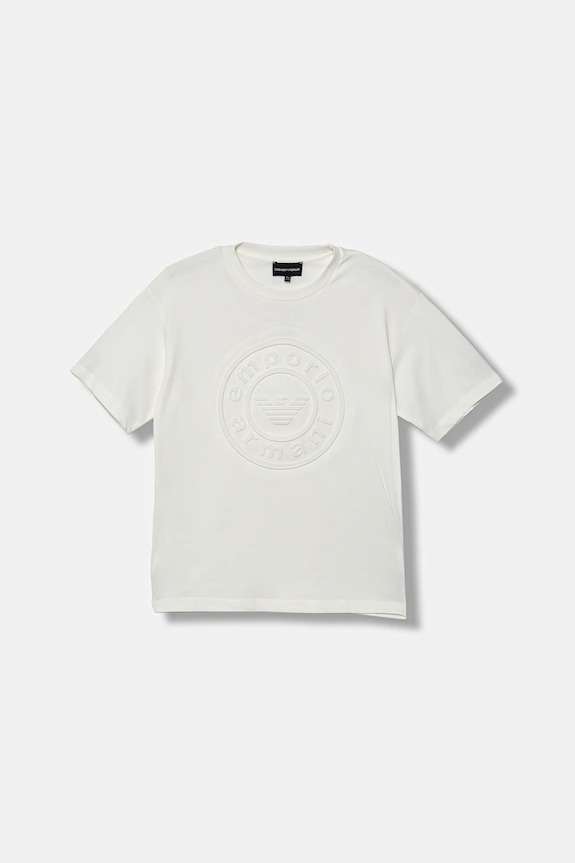 Emporio Armani tricou de bumbac pentru copii imprimeu alb EB000500.AF14503