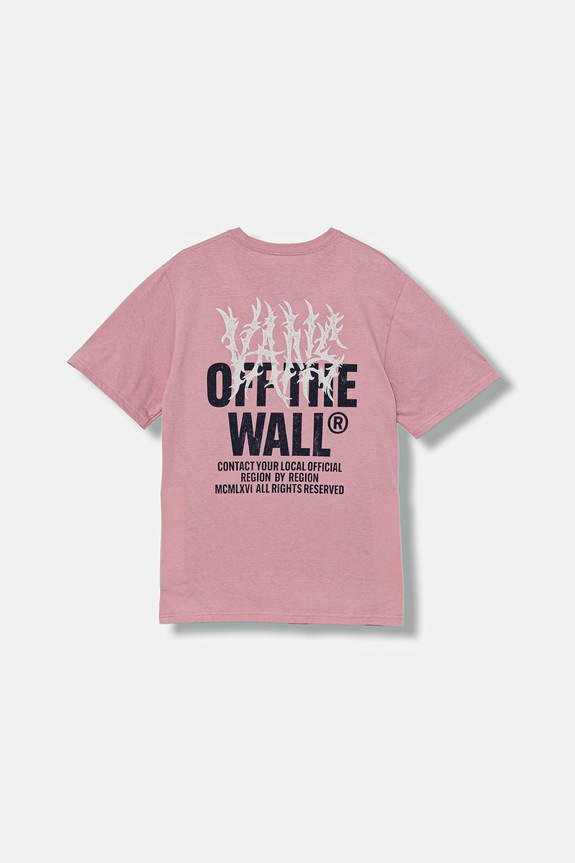 Παιδικό βαμβακερό μπλουζάκι Vans Metal Wall SS στάμπα ροζ VN000R03EN71