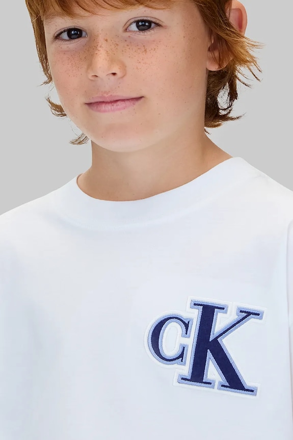 Calvin Klein Jeans gyerek pamut póló IB0IB02584.9BYA fehér
