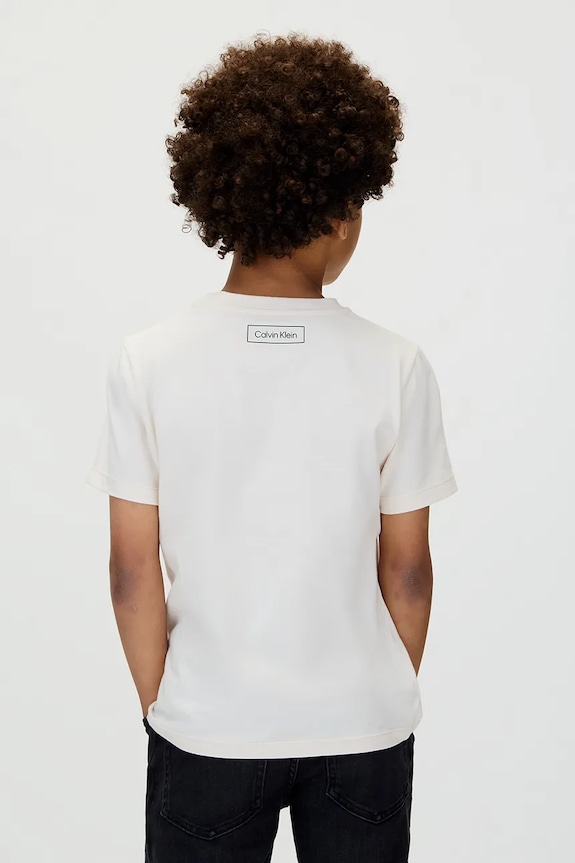 Αγορίστικα Παιδικό βαμβακερό μπλουζάκι Calvin Klein Jeans IB0IB02588.9BYA λευκό