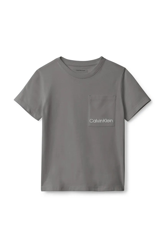 Dječja pamučna majica kratkih rukava Calvin Klein Jeans IB0IB02588.9BYA siva AW25