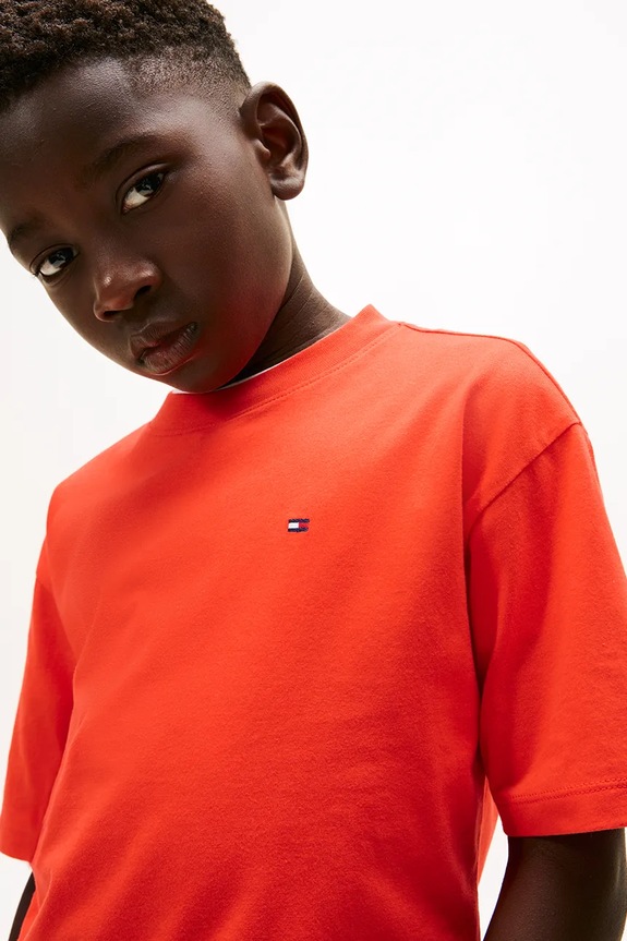 Chlapec Tommy Hilfiger tričko detské bavlnené KB0KB09646.74.122.9BYA oranžová