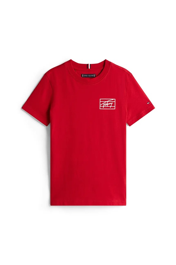 Tommy Hilfiger t-shirt bawełniany dziecięcy KB0KB09932.128.176.9BYA czerwony AW25