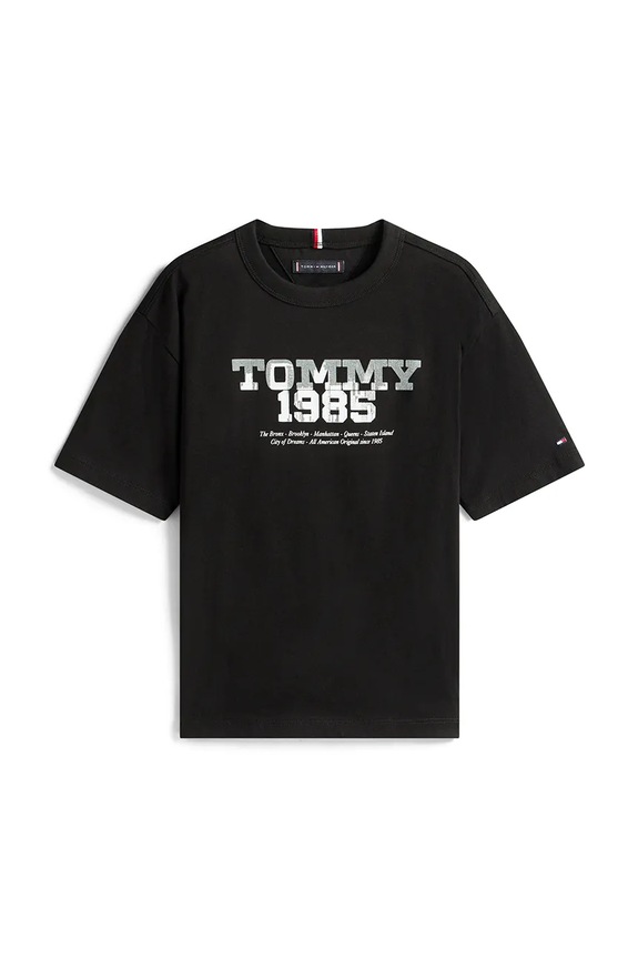 Tommy Hilfiger t-shirt bawełniany dziecięcy KB0KB10087.116.122.9BYA czarny AW25