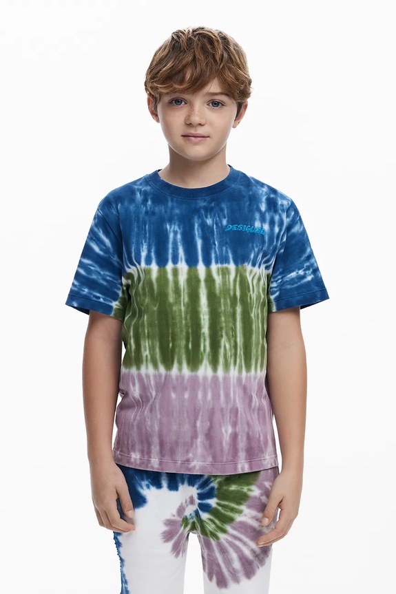 Desigual t-shirt bawełniany dziecięcy wzorzyste niebieski 25WBTK04