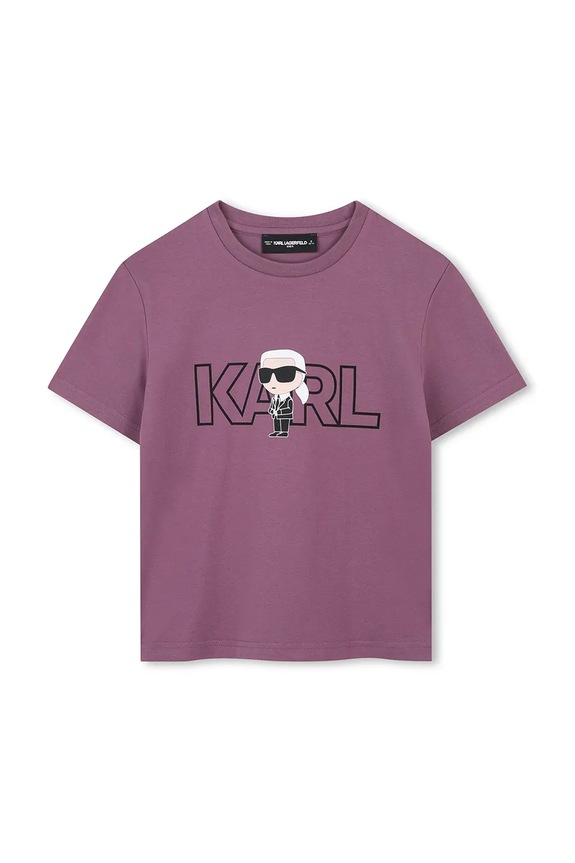 Detské bavlnené tričko Karl Lagerfeld Z30956.86.108 fialová AW25