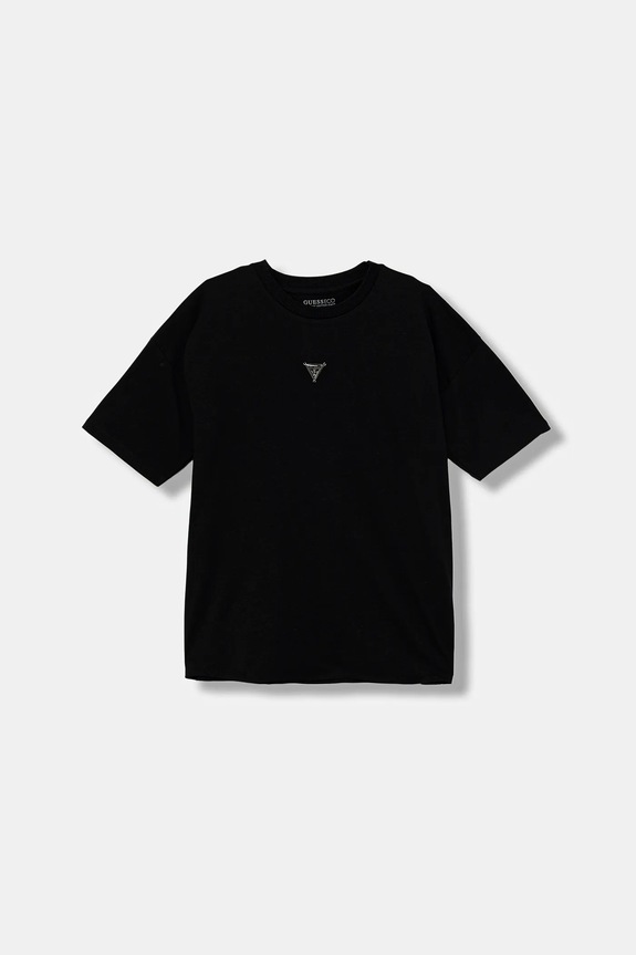 Guess t-shirt bawełniany dziecięcy aplikacja czarny L5BI16.KCNQ4.9BYA