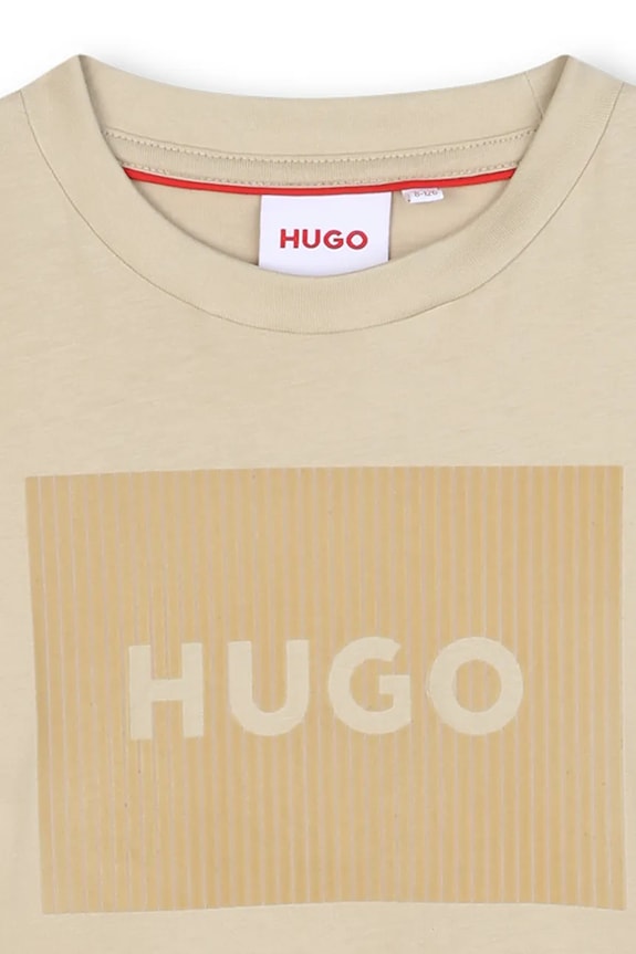 HUGO t-shirt bawełniany dziecięcy beżowy G00440.102.108