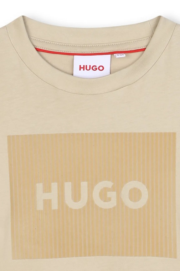 Дитяча бавовняна футболка HUGO бежевий G00440.162.174