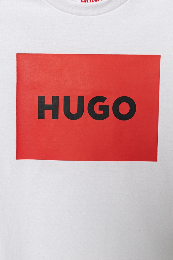 Chłopiec HUGO t-shirt bawełniany dziecięcy G00572.114.150 biały