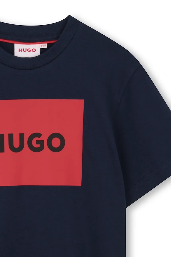 Chłopiec HUGO t-shirt bawełniany dziecięcy G00572.114.150 granatowy