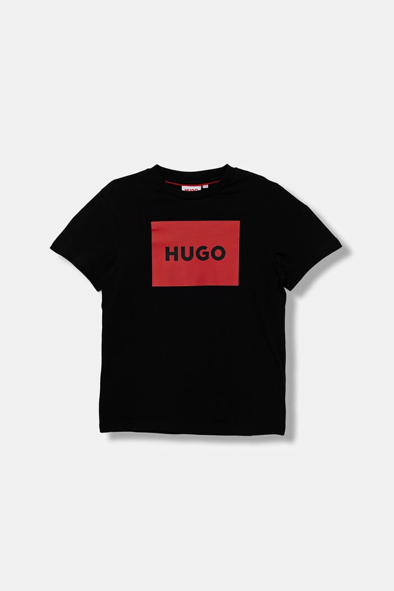 HUGO t-shirt bawełniany dziecięcy nadruk czarny G00572.114.150