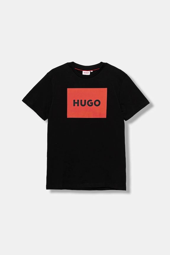 HUGO t-shirt bawełniany dziecięcy nadruk czarny G00572.162.174