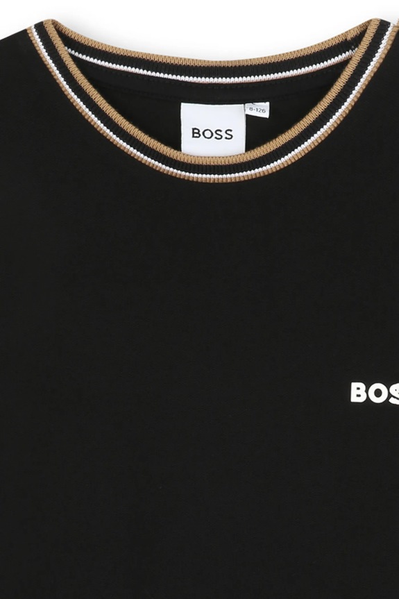 Detské bavlnené tričko BOSS čierna J52368.102.108