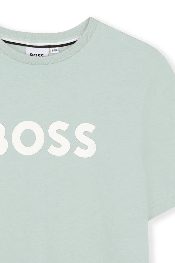 Chłopiec BOSS t-shirt bawełniany dziecięcy J52711.102.108 turkusowy